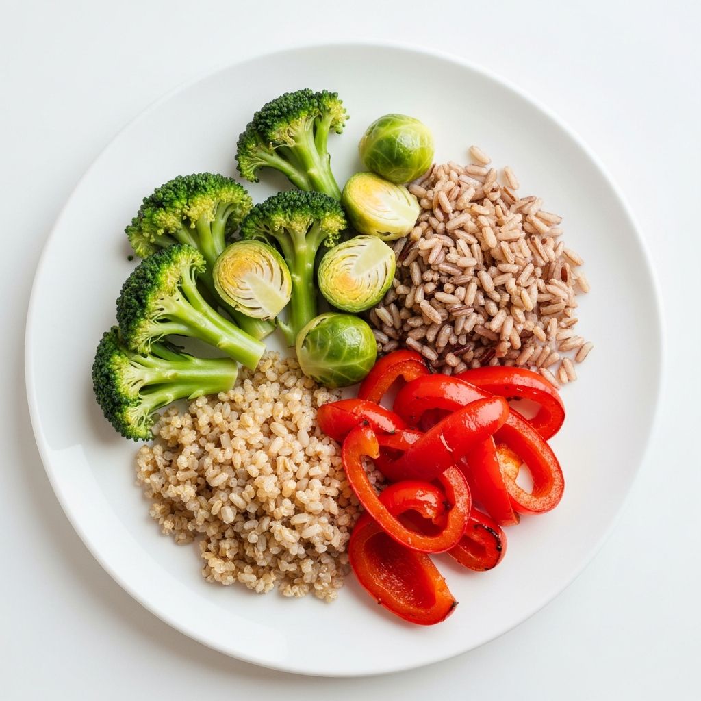 Balanced plate with vegetables and whole foods