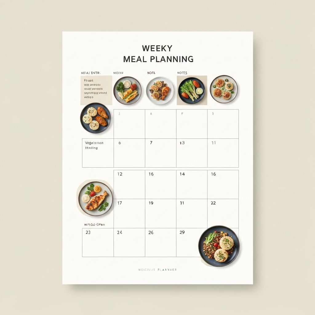 Weekly meal planning calendar
